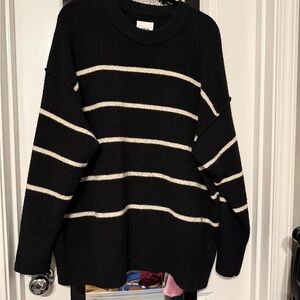 Aerie Black and White Crew Neck Sweater